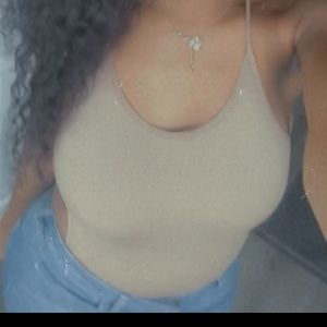 Backless tan shirt